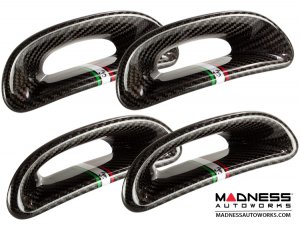 FIAT 500 ABARTH Headrest Inserts - Carbon Fiber (4pc set) - Italian Racing Stripe w/ Black Scorpion FIAT 500 ABARTH Headrest Inserts - Carbon Fiber (4pc set) - Italian Racing Stripe w/ Black Scorpion